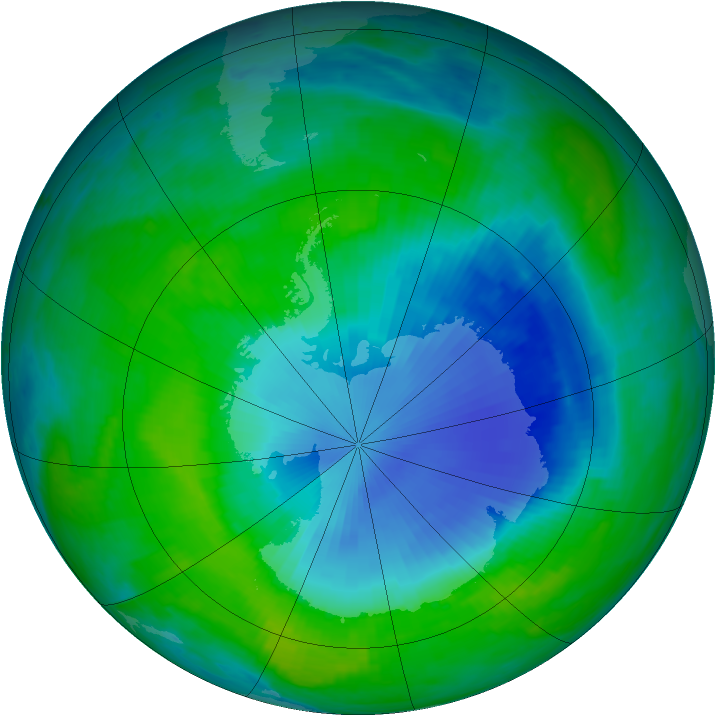 Antarctic ozone map for 12 December 1998
